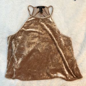 Forever 21 Velvet Gold Halter Top
